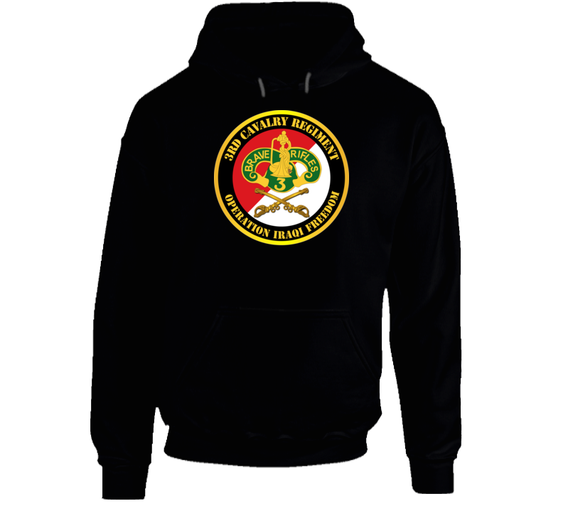 Army - 3rd Cavalry Regiment Dui - Red White - Operation Iraqi Freedom Hoodie