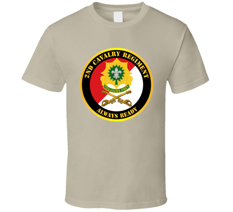 Army - 2nd Cavalry Regiment Dui - Red White - Always Ready - T-shirt