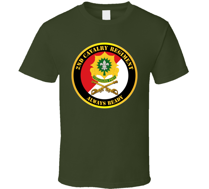 Army - 2nd Cavalry Regiment Dui - Red White - Always Ready - T-shirt