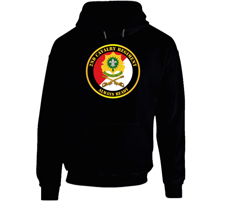 Army - 2nd Cavalry Regiment Dui - Red White - Always Ready - Hoodie