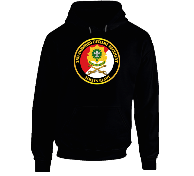 Army - 2nd Armored Cavalry Regiment Dui - Red White - Always Ready - Hoodie