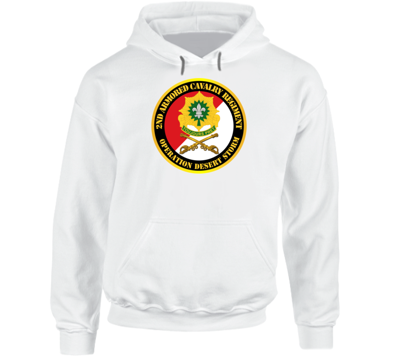 Army - 2nd Armored Cavalry Regiment Dui - Red White - Operation Desert Storm - Hoodie