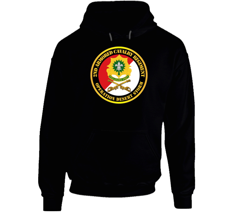 Army - 2nd Armored Cavalry Regiment Dui - Red White - Operation Desert Storm - Hoodie
