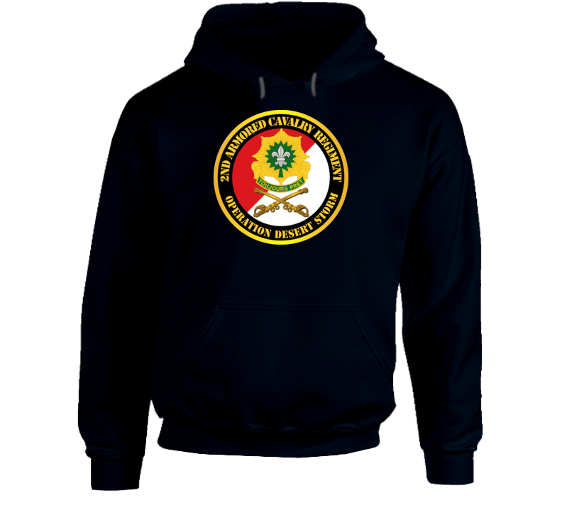 Army - 2nd Armored Cavalry Regiment Dui - Red White - Operation Desert Storm - Hoodie