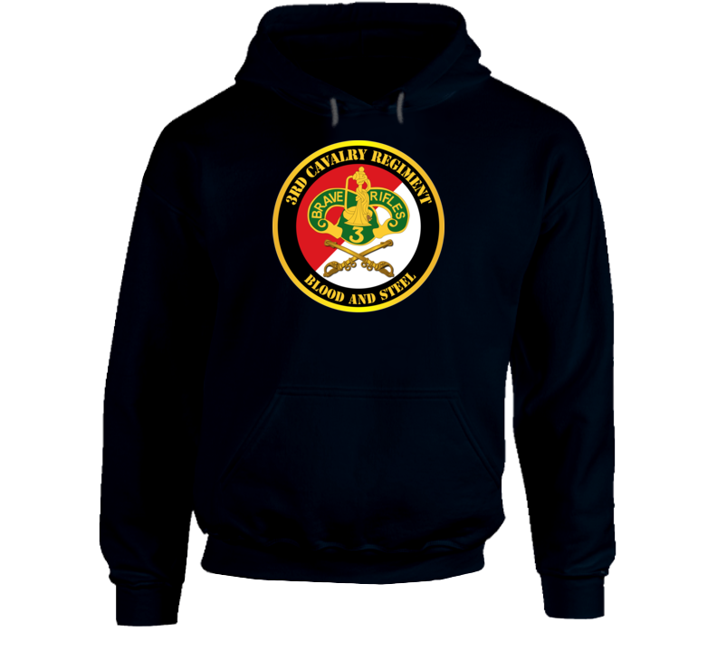 Army - 3rd Cavalry Regiment Dui - Red White - Blood And Steel Hoodie