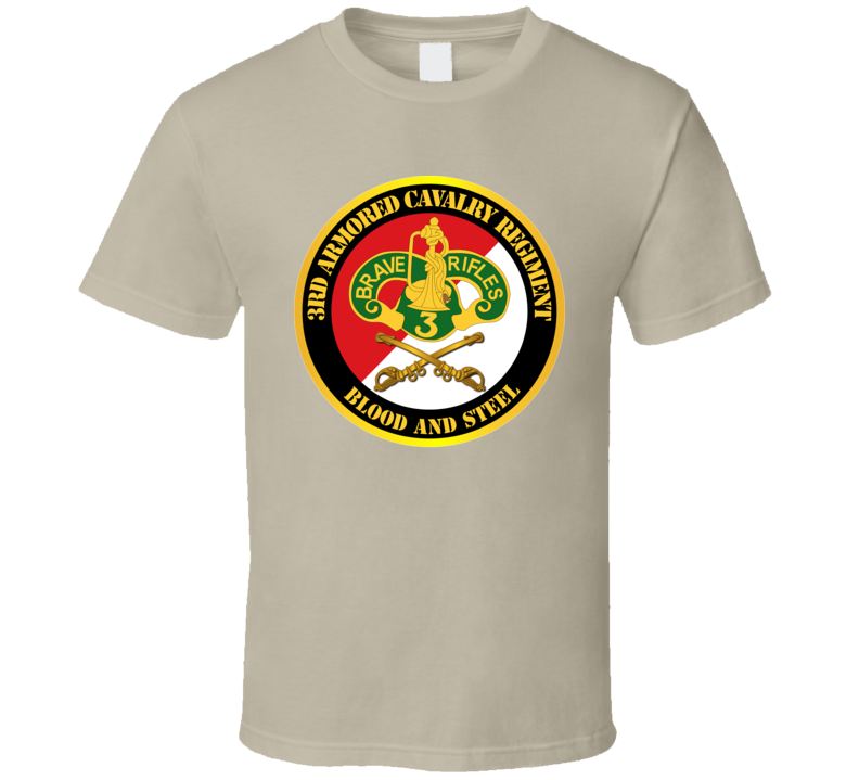 Army - 3rd Armored Cavalry Regiment Dui - Red White - Blood And Steel T-shirt