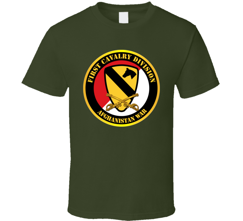 Army - 1st Cavalry Div - Red White - Afghanistan War - T-shirt