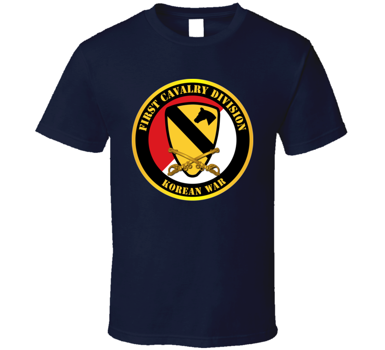 Army - 1st Cavalry Div - Red White - Korean War T-shirt