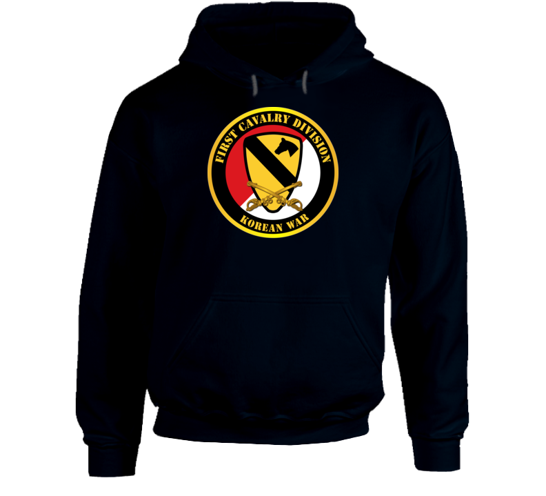 Army - 1st Cavalry Div - Red White - Korean War Hoodie