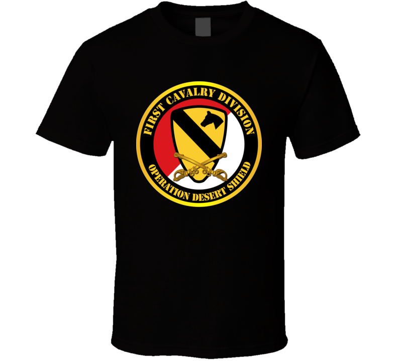 Army - 1st Cavalry Div - Red White - Operations Desert Shield T-shirt