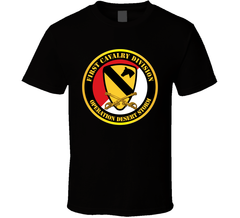 Army - 1st Cavalry Div - Red White - Operations Desert Storm T- Shirt