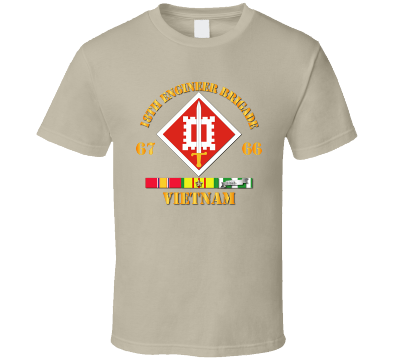 Army - 18th Engineer Bde Ssi 66-67 W Vn Svc T Shirt Army - 18th Engineer Bde Ssi 66-67 W Vn Svc T Shirt