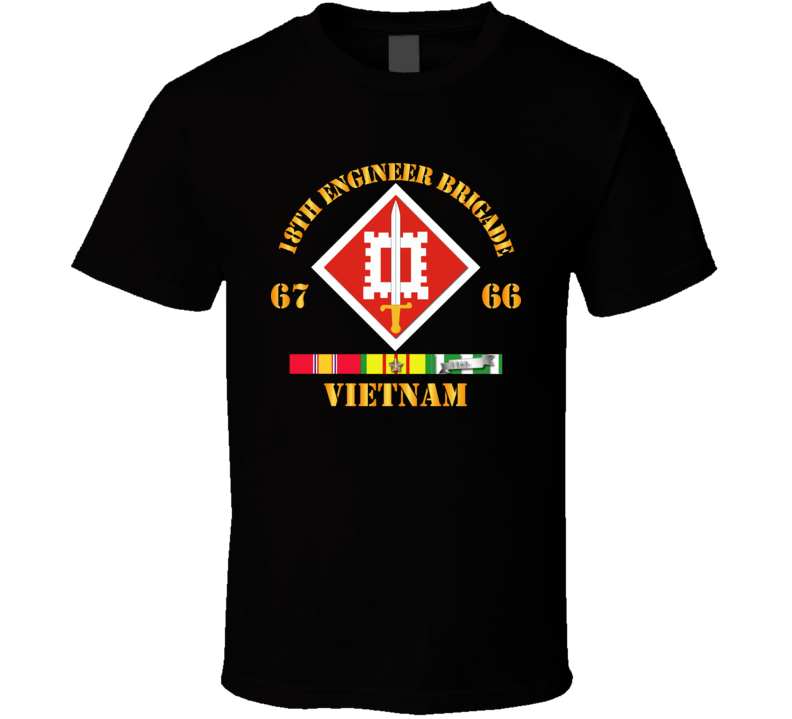 Army - 18th Engineer Bde Ssi 66-67 W Vn Svc T Shirt Army - 18th Engineer Bde Ssi 66-67 W Vn Svc T Shirt