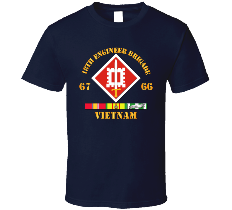 Army - 18th Engineer Bde Ssi 66-67 W Vn Svc T Shirt Army - 18th Engineer Bde Ssi 66-67 W Vn Svc T Shirt