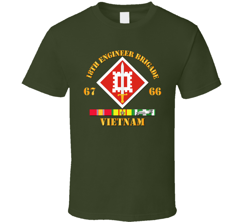 Army - 18th Engineer Bde Ssi 66-67 W Vn Svc T Shirt Army - 18th Engineer Bde Ssi 66-67 W Vn Svc T Shirt