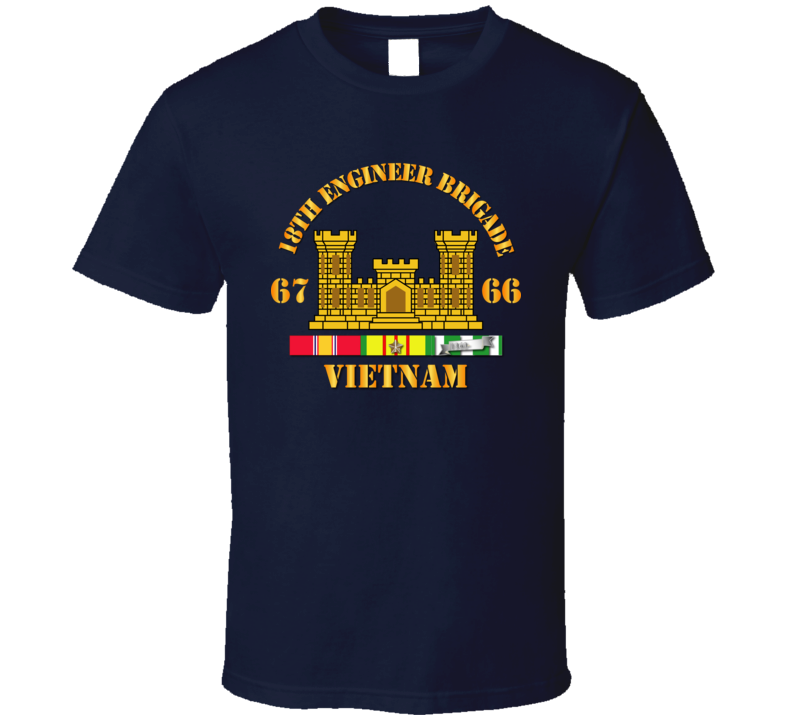 Army - 18th Engineer Bde Branch 66-67 W Vn Svc T Shirt Army - 18th Engineer Bde Branch 66-67 W Vn Svc T Shirt