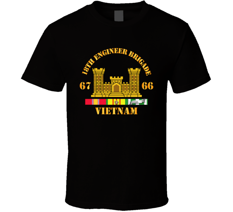 Army - 18th Engineer Bde Branch 66-67 W Vn Svc T Shirt Army - 18th Engineer Bde Branch 66-67 W Vn Svc T Shirt