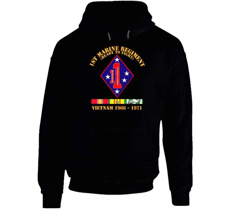 Army - 1st Marine Regiment - Vietnam 1966 - 1971 W Vn Svc Hoodie