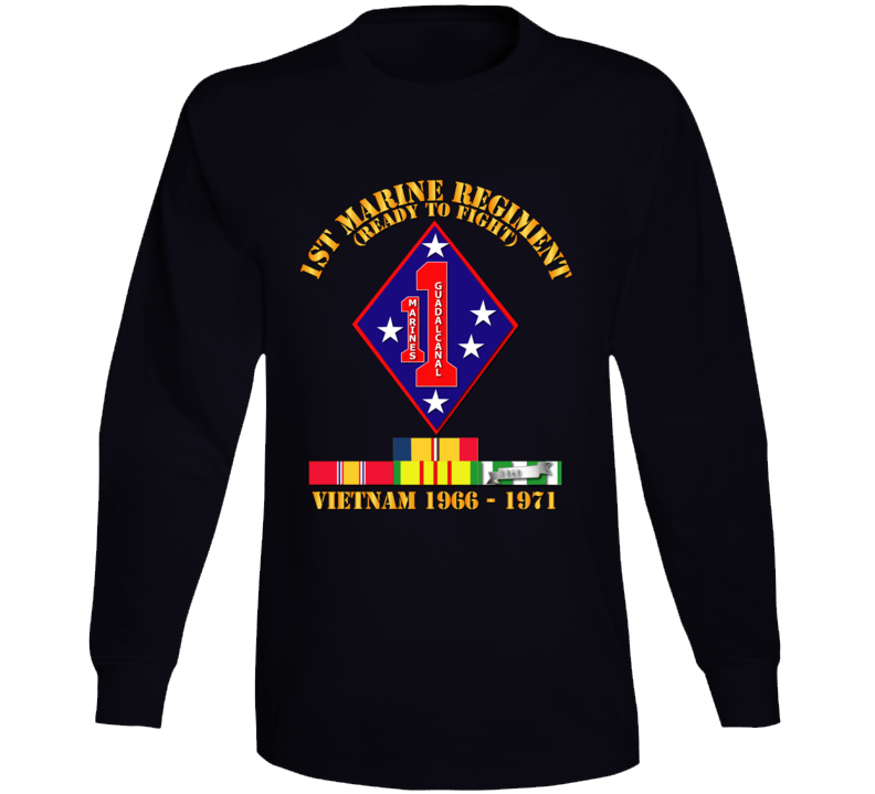 Army - 1st Marine Regiment - Vietnam 1966 - 1971 W Vn Svc Car Long Sleeve