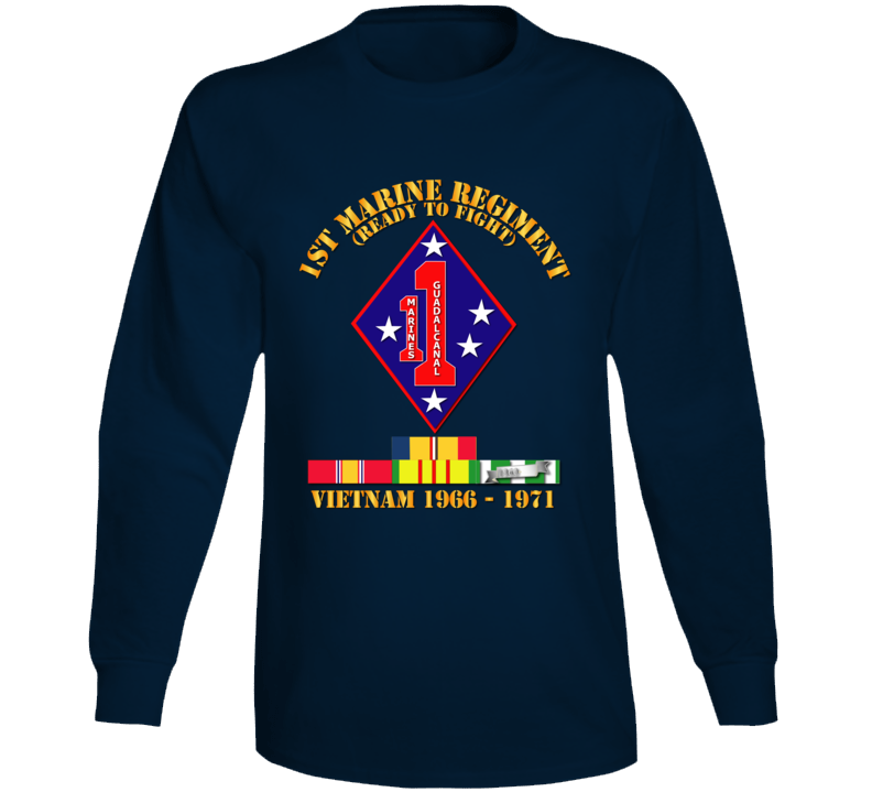Army - 1st Marine Regiment - Vietnam 1966 - 1971 W Vn Svc Car Long Sleeve