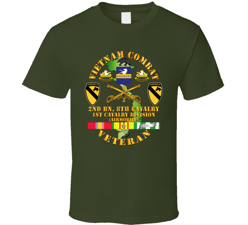 Army - Vietnam Combat Cavalry Veteran W 2bn 8th Cav Coa - 1st Cav Div Ssi T Shirt