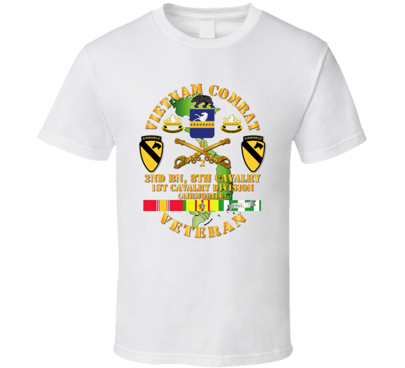 Army - Vietnam Combat Cavalry Veteran W 2bn 8th Cav Coa - 1st Cav Div Ssi T Shirt