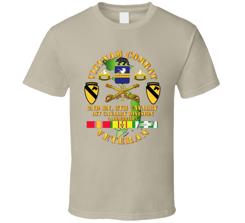 Army - Vietnam Combat Cavalry Veteran W 2bn 8th Cav Coa - 1st Cav Div Ssi T Shirt