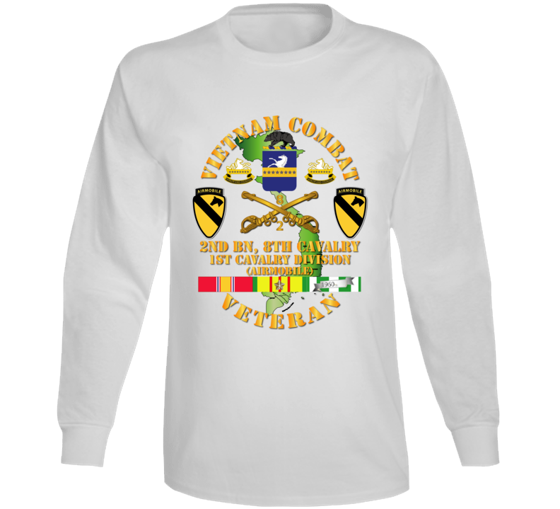 Army - Vietnam Combat Cavalry Veteran W 2bn 8th Cav Coa - 1st Cav Div Ssi Long Sleeve