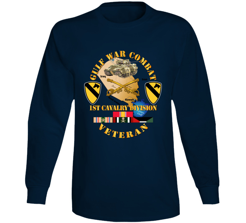 Army - Gulf War Combat Infantry Vet W 1st Id Ssi Long Sleeve