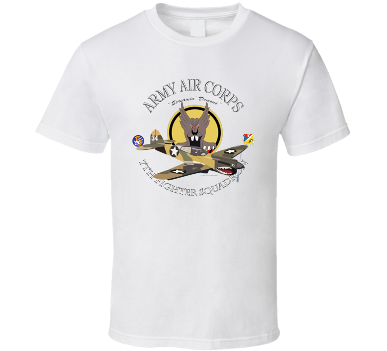Aac - P-40 Warhawk - 49fg - 7th Fighter Squadron Wo Bakgrd - T-shirt