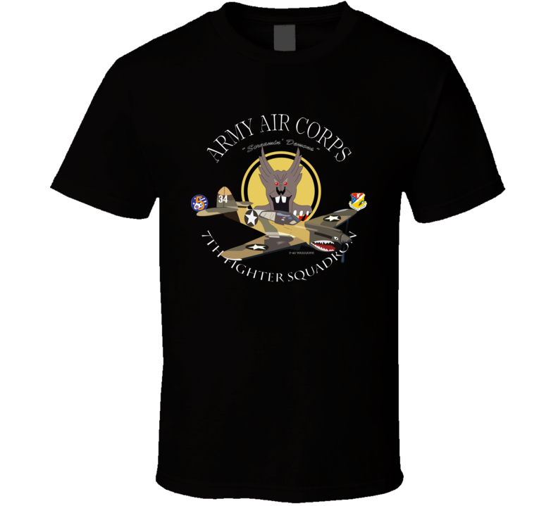 AAC - P-40 Warhawk - 49FG - 7th Fighter Squadron wo Bakgrd - T-shirt