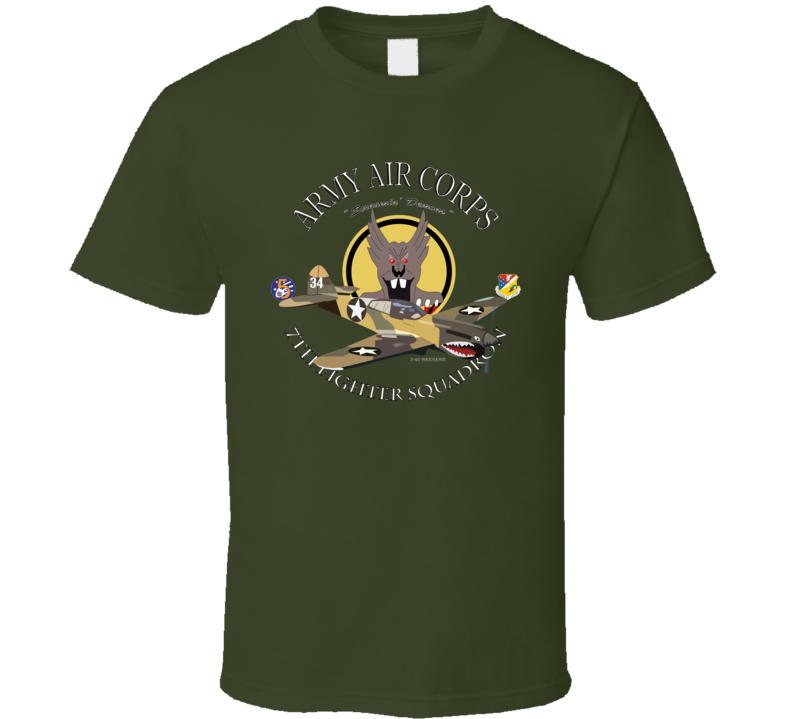 Aac - P-40 Warhawk - 49fg - 7th Fighter Squadron Wo Bakgrd - T-shirt