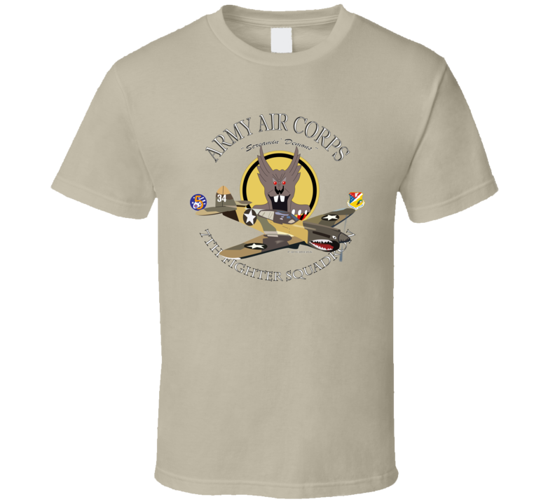 Aac - P-40 Warhawk - 49fg - 7th Fighter Squadron Wo Bakgrd - T-shirt
