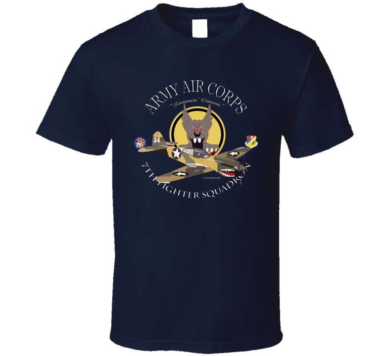 Aac - P-40 Warhawk - 49fg - 7th Fighter Squadron Wo Bakgrd - T-shirt