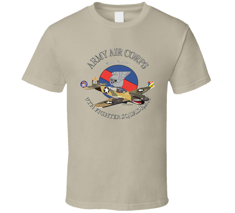 Aac - P-40 Warhawk - 49fg - 9th Fighter Squadron Wo Bakgrd - T- T Shirt