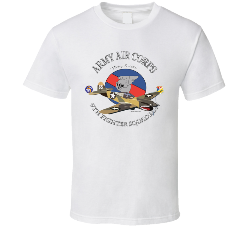 Aac - P-40 Warhawk - 49fg - 9th Fighter Squadron Wo Bakgrd - T-shirt