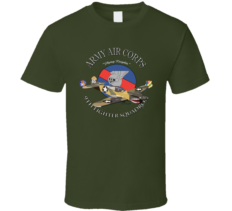Aac - P-40 Warhawk - 49fg - 9th Fighter Squadron Wo Bakgrd - T-shirt