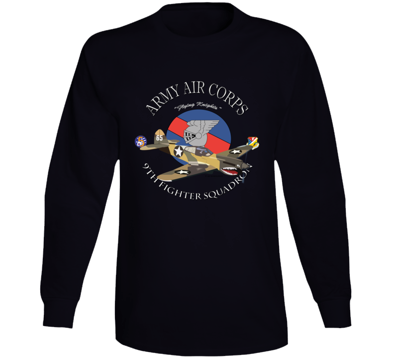 Aac - P-40 Warhawk - 49fg - 9th Fighter Squadron Wo Bakgrd Long Sleeve