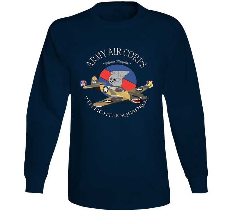 Aac - P-40 Warhawk - 49fg - 9th Fighter Squadron Wo Bakgrd Long Sleeve