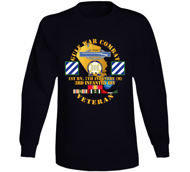 Army - Gulf War Combat Infantry Vet W 1st Bn 7th Inf - 3rd Id Ssi Long Sleeve