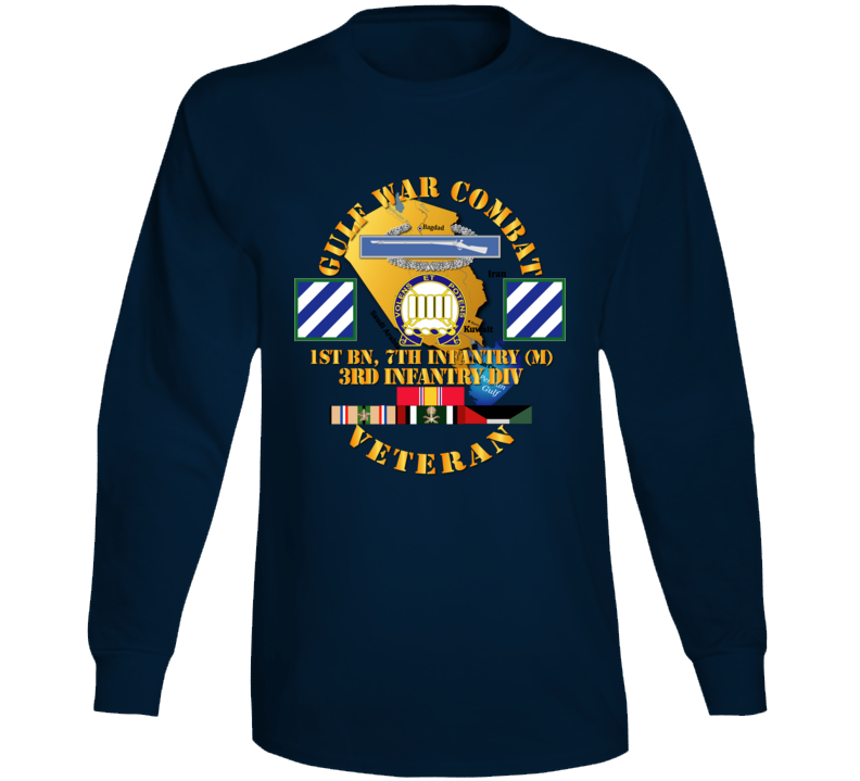 Army - Gulf War Combat Infantry Vet W 1st Bn 7th Inf - 3rd Id Ssi Long Sleeve