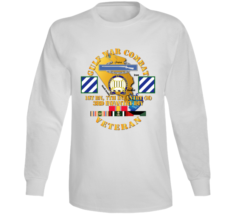 Army - Gulf War Combat Infantry Vet W 1st Bn 7th Inf - 3rd Id Ssi Long Sleeve