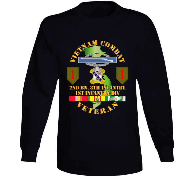 Army - Vietnam Combat Infantry Veteran W 2nd Bn 8th Inf - 1st Id Ssi Long Sleeve