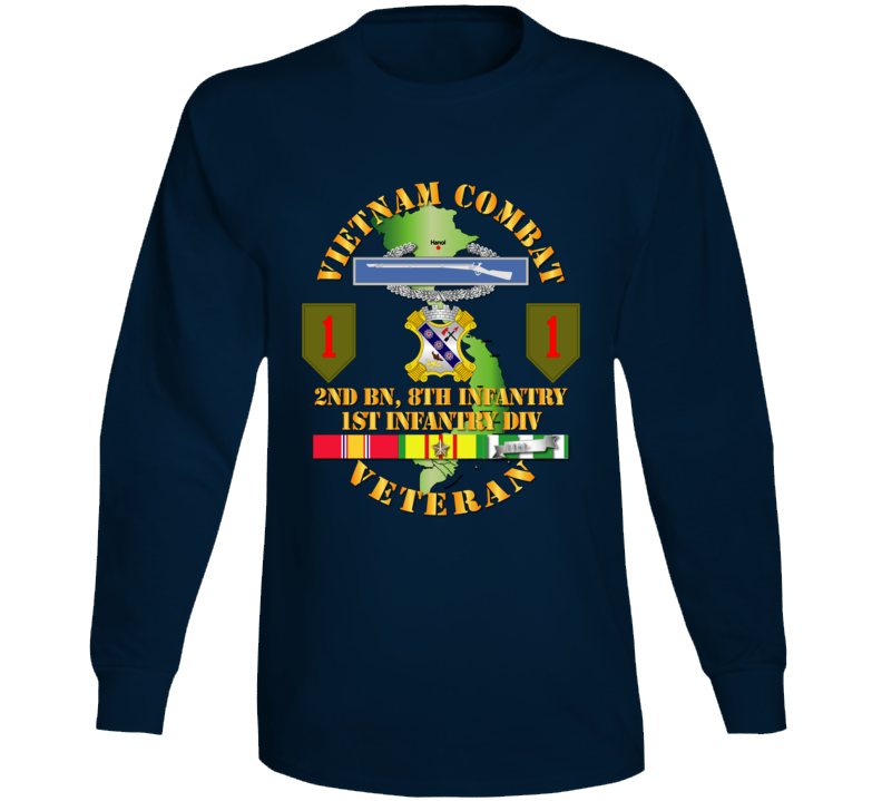 Army - Vietnam Combat Infantry Veteran W 2nd Bn 8th Inf - 1st Id Ssi Long Sleeve