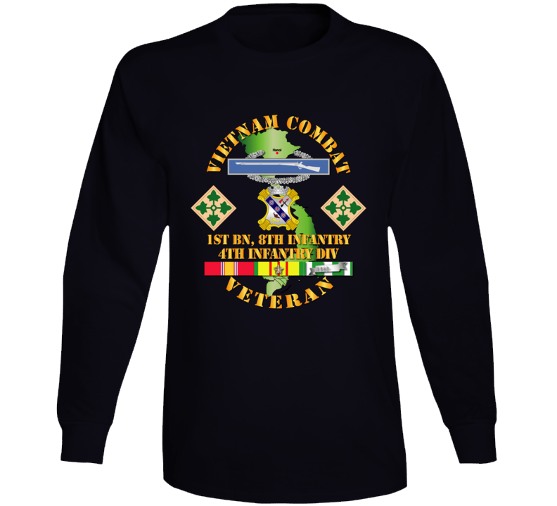 Army - Vietnam Combat Infantry Veteran W 1st Bn 8th Inf - 4th Id Ssi Long Sleeve