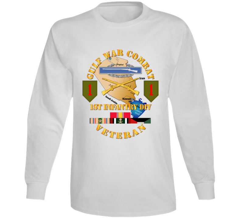 Army - Gulf War Combat Infantry Vet W 1st Id Ssi Long Sleeve