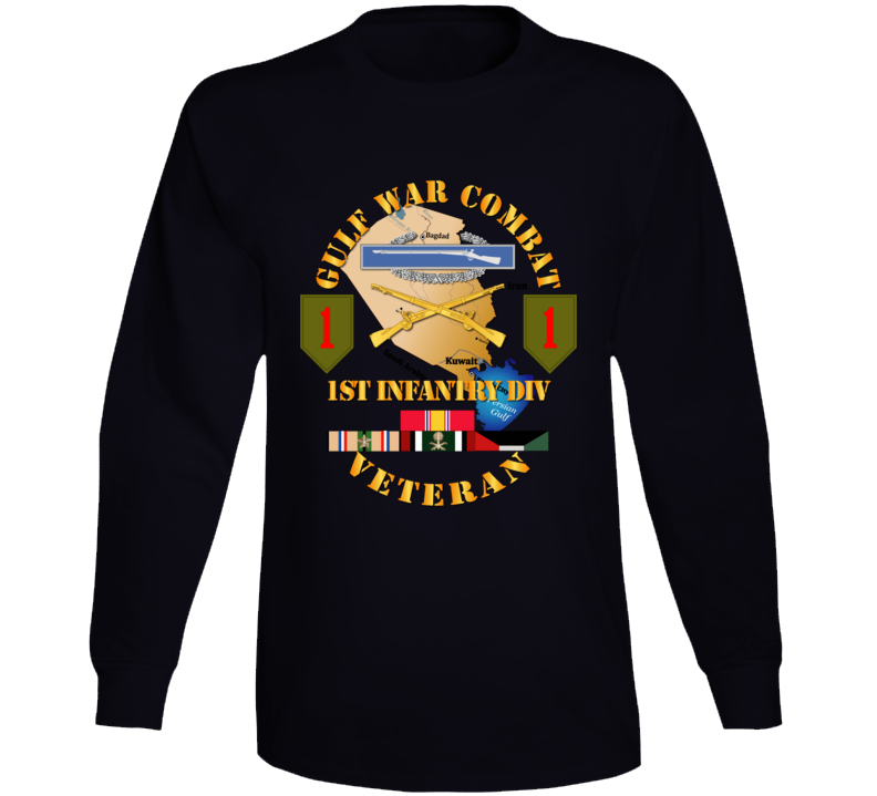Army - Gulf War Combat Infantry Vet W 1st Id Ssi Long Sleeve