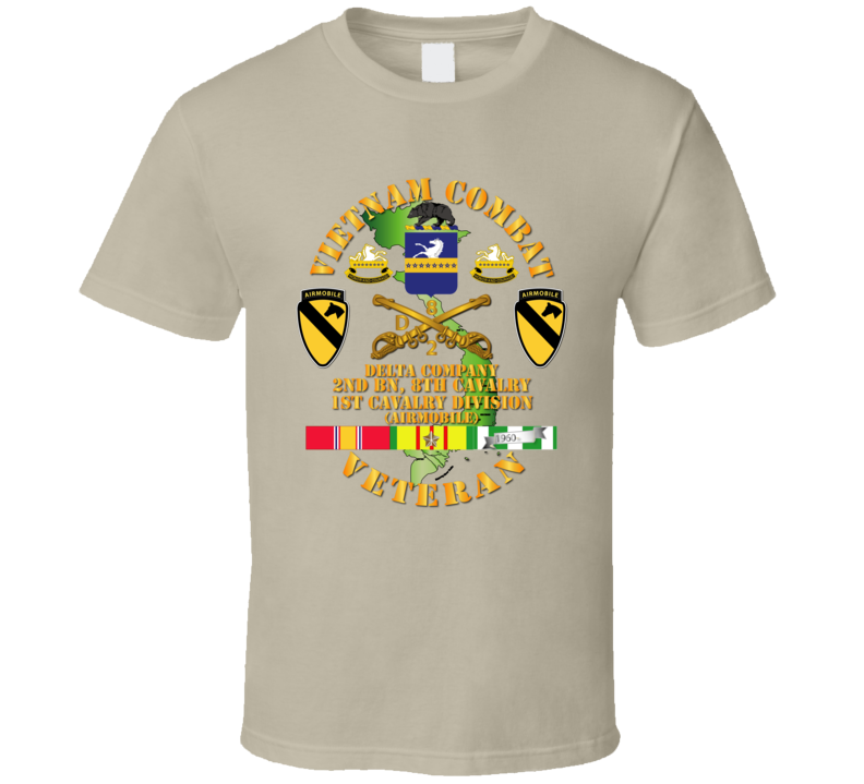 Army - Vietnam Combat Cavalry Veteran W Delta - 2nd Bn 8th Cav Coa - 1st Cav Div Ssi T-shirt