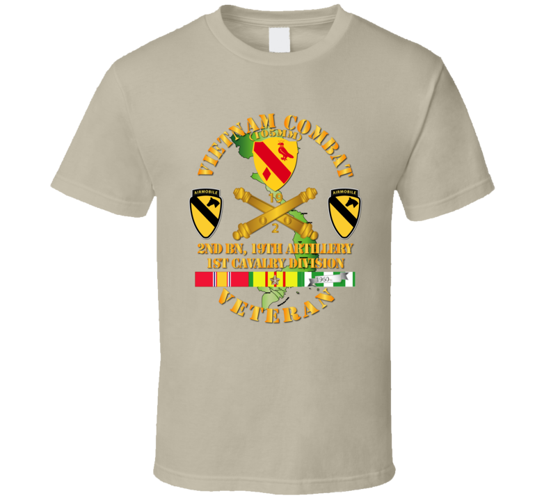 Army - Vietnam Combat Veteran W 2nd Bn 19th Artillery Dui - 1st Cav Div - V1 T-shirt