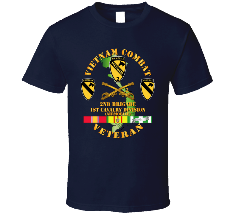 Army - Vietnam Combat Cavalry Veteran W 2nd Brigade - 1st Cav Div T Shirt